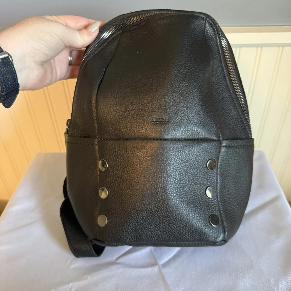 Hammitt Black Leather MD Backpack with Silver Stud Accents Hammitt Black Leather MD Backpack with Silver | Mercari main image 2